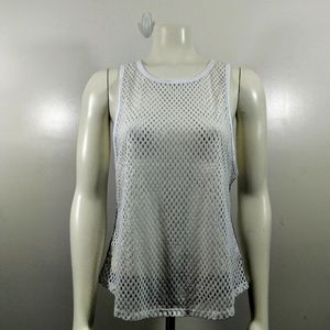 Bebe White Fishnet Tank Top